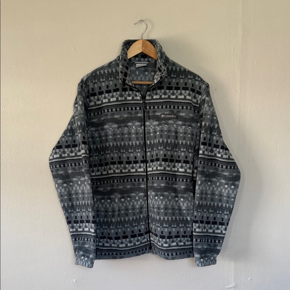 Columbia Other - Columbia Black and Gray Patterned Fleece Full Zip UP Jacket Large